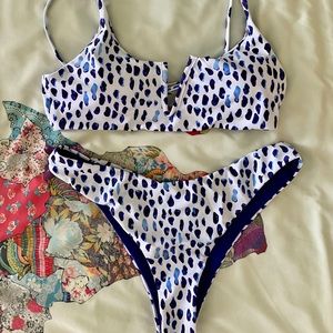 White and Blue Bikini Set